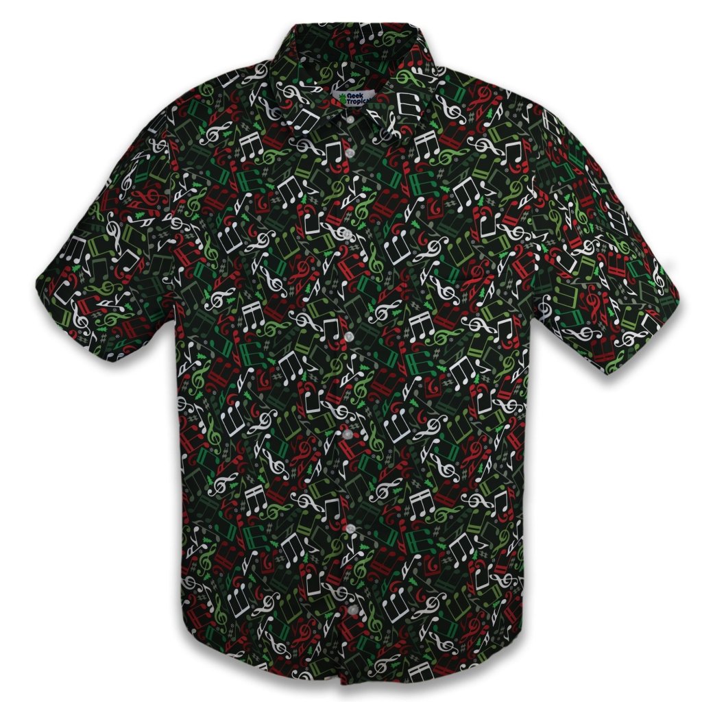 O Christmas Tree Music Notes Button Up Shirt - XS - Button Down Shirt - No Pocket -