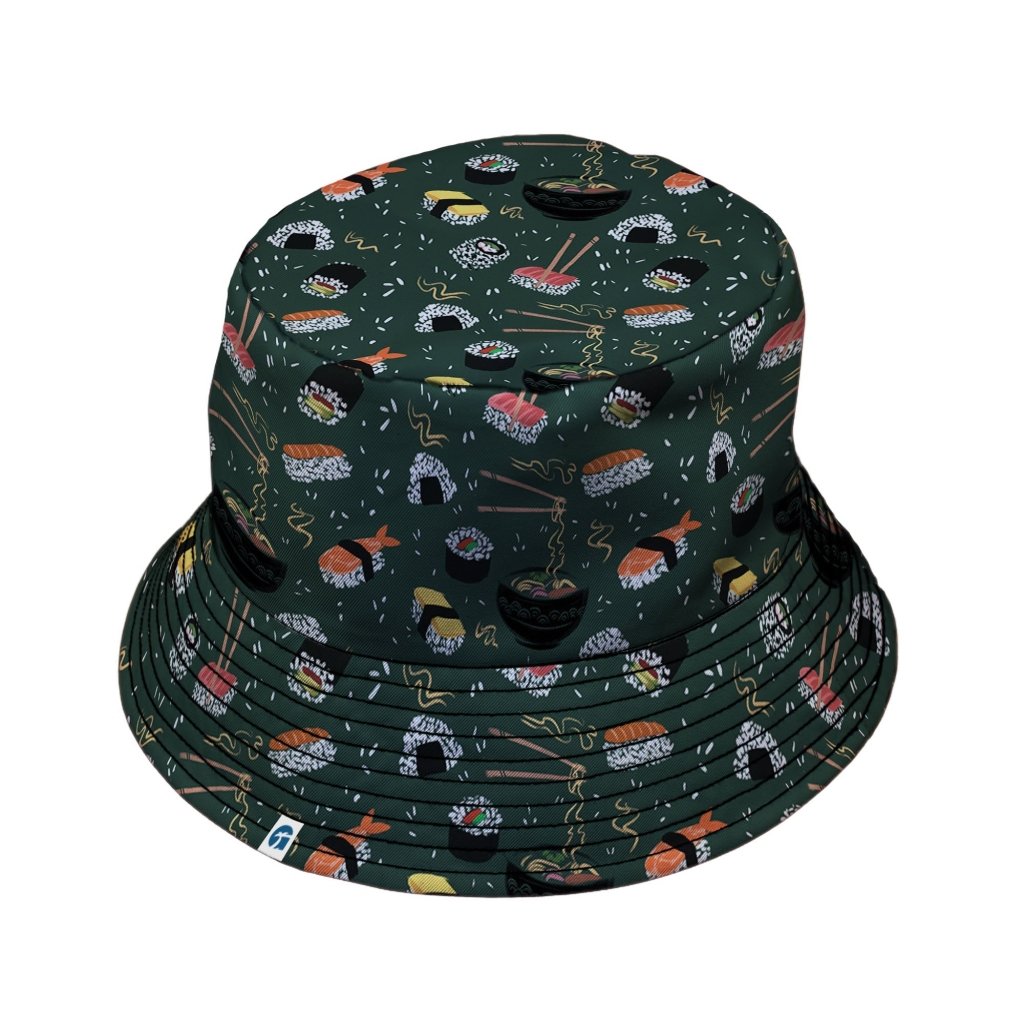 OÌishi Sushi Green Bucket Hat - M - Grey Stitching - -