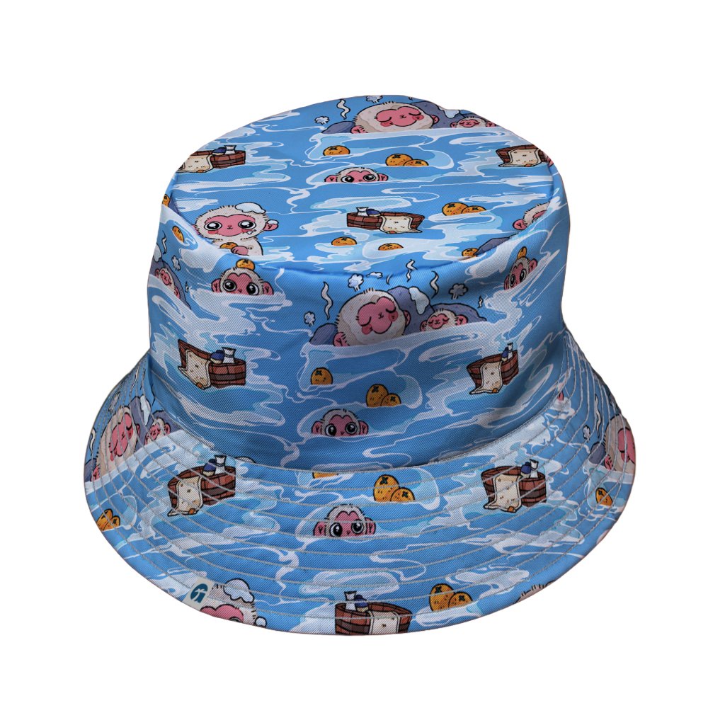 Onsen Snow Monkeys Bucket Hat - M - Grey Stitching - -