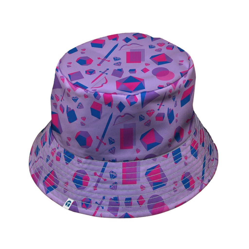 Pink Blue and Bisexual Colors Tabletop RPG Items Dnd Bucket Hat - M - Black Stitching - -
