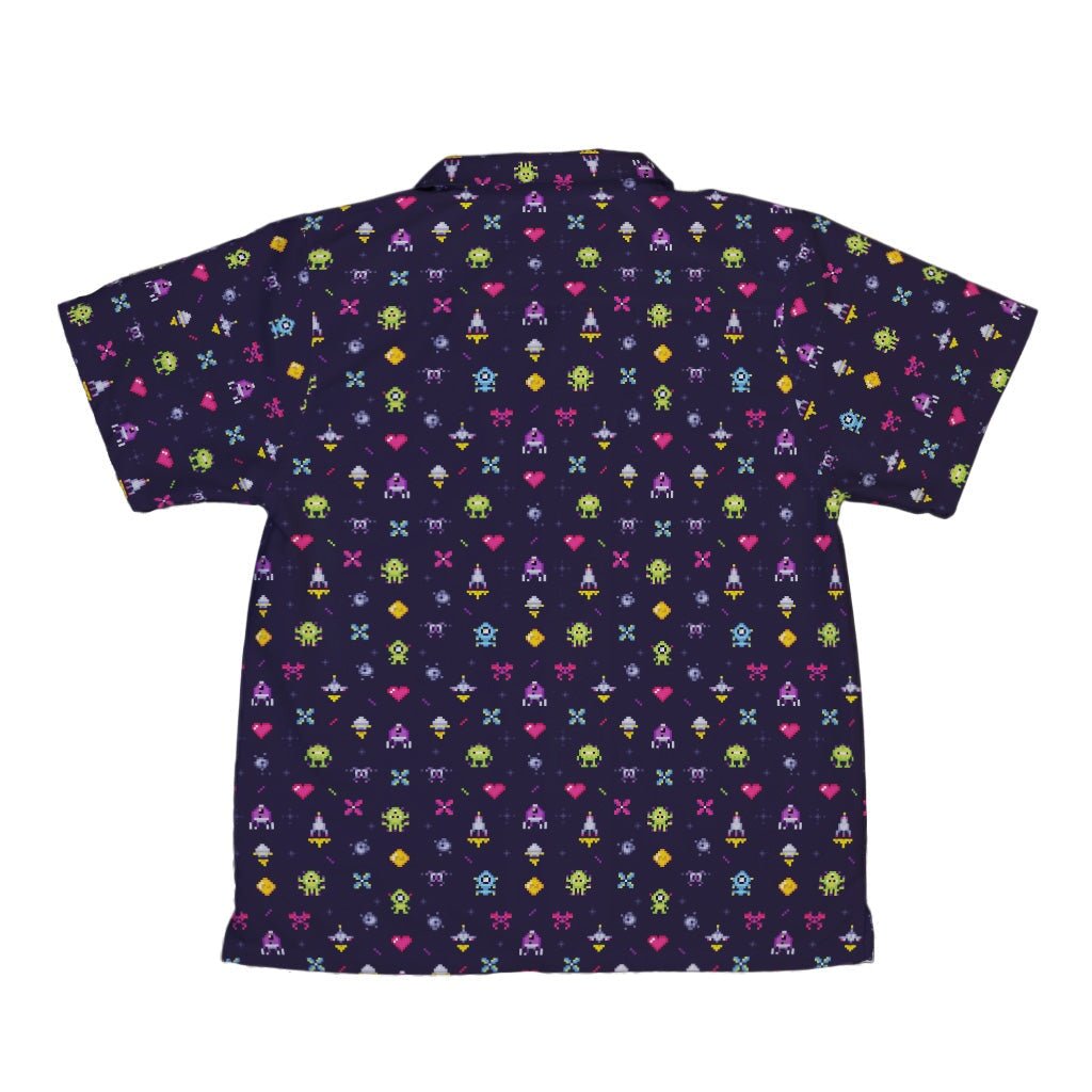Pixel Art Arcade Video Game Purple Youth Hawaiian Shirt - YXS - -