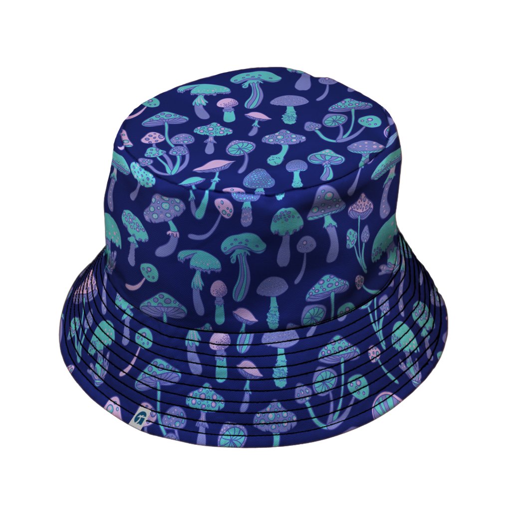 Psychedelic Mushrooms Bucket Hat - M - Black Stitching - -