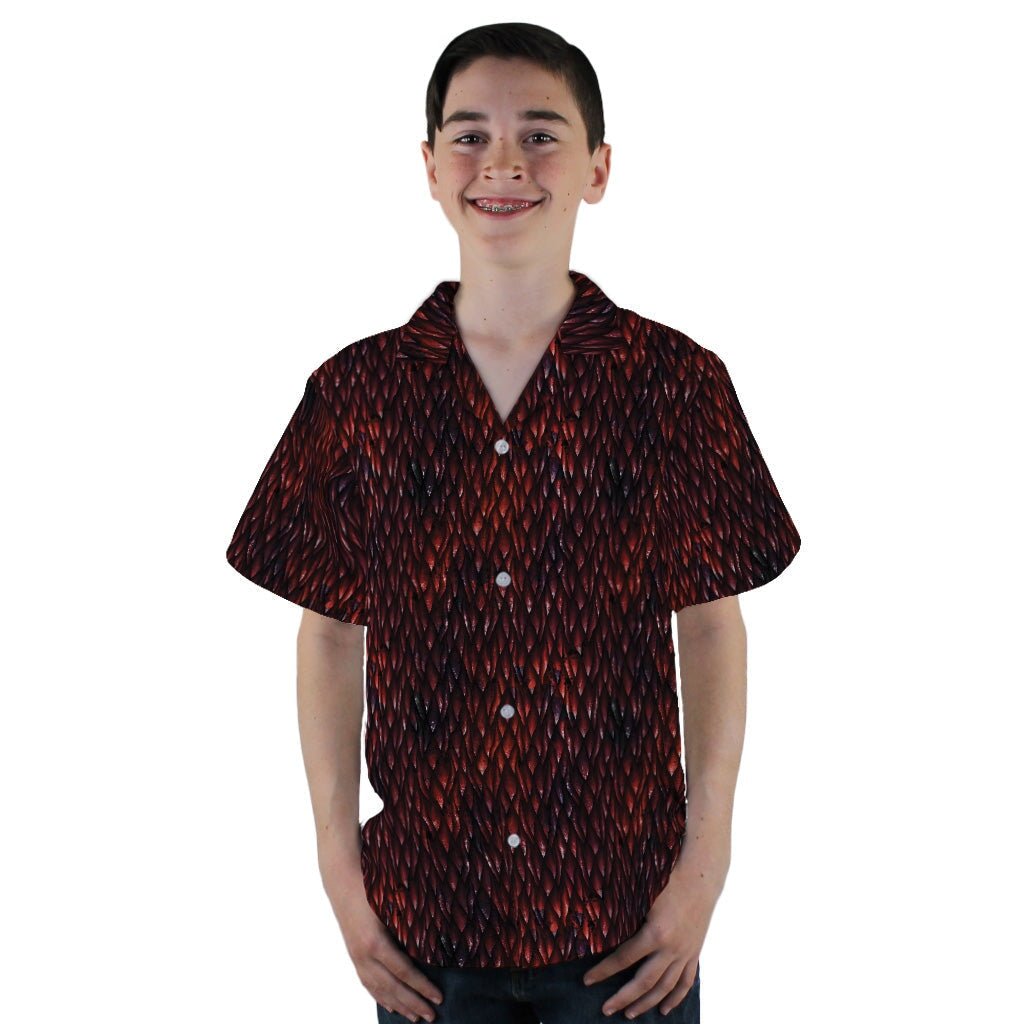 Red Dragon Scales Dnd Youth Hawaiian Shirt - YL - -