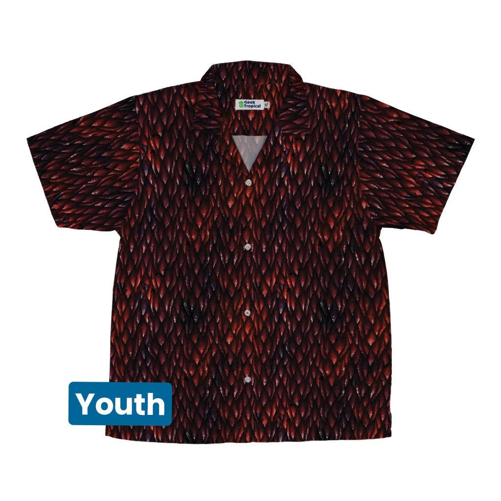 Red Dragon Scales Dnd Youth Hawaiian Shirt - YXS - -