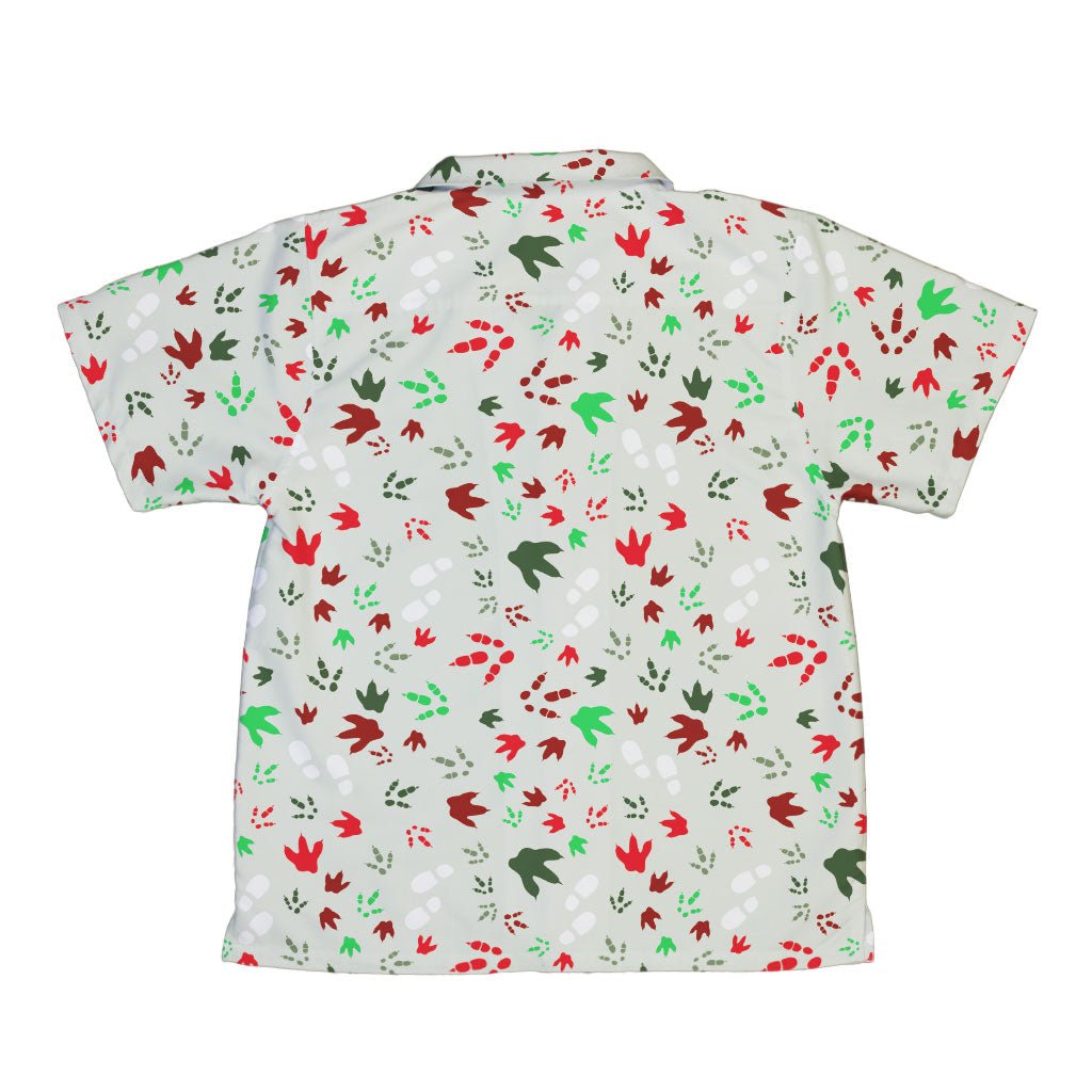 Santa Boots and Dinosaur Footprint Tracks Youth Hawaiian Shirt - YXS - -