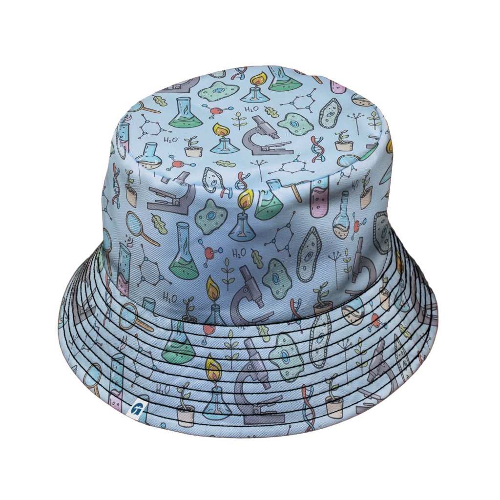 Science Bioengineer Germanation Sky Blue Bucket Hat - M - Grey Stitching - -
