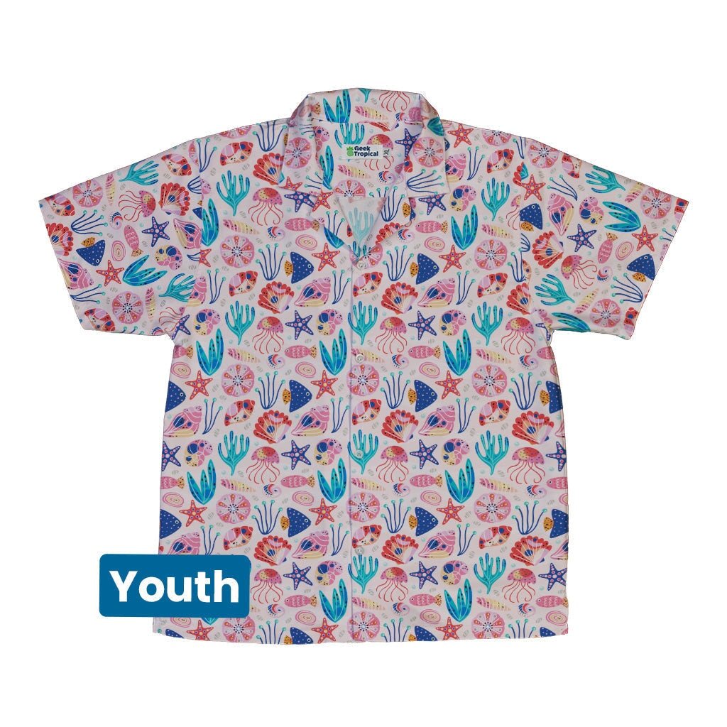 Science Cute Marine Biology Pink Youth Hawaiian Shirt - YXS - -