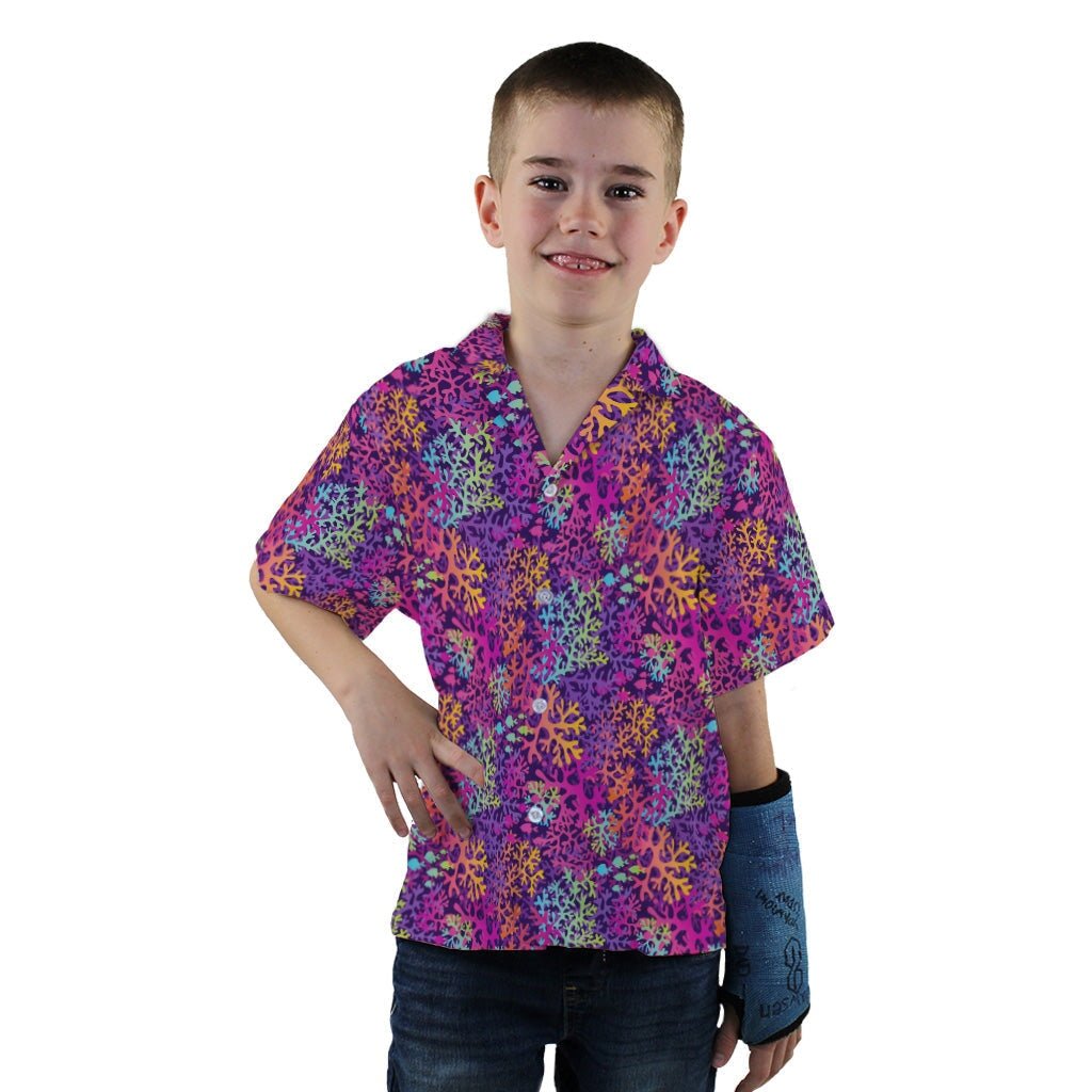 Science Marine Biology Rainbow Coral Youth Hawaiian Shirt - YXS - -