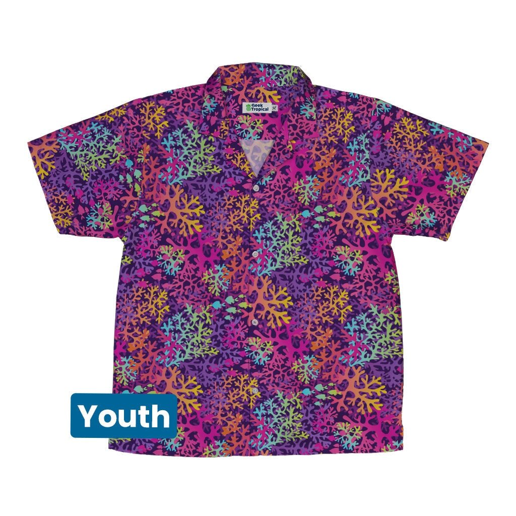 Science Marine Biology Rainbow Coral Youth Hawaiian Shirt - YXS - -