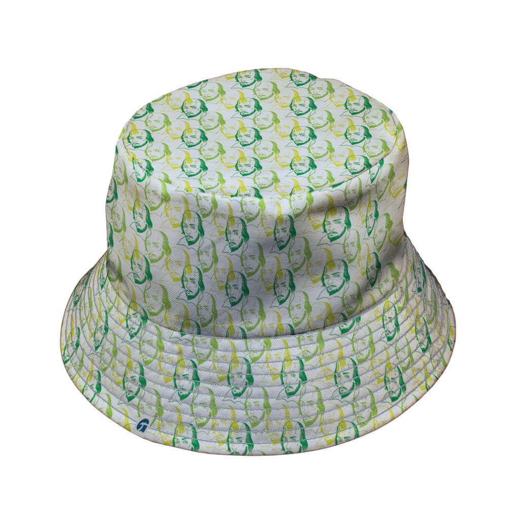 Shakespeare Green Monochrome Bucket Hat - M - Grey Stitching - -
