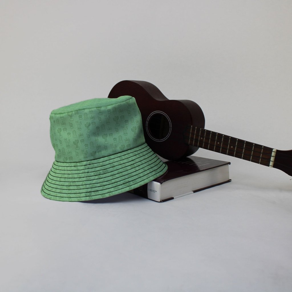 Simple Cactus Bucket Hat - M - Grey Stitching - -