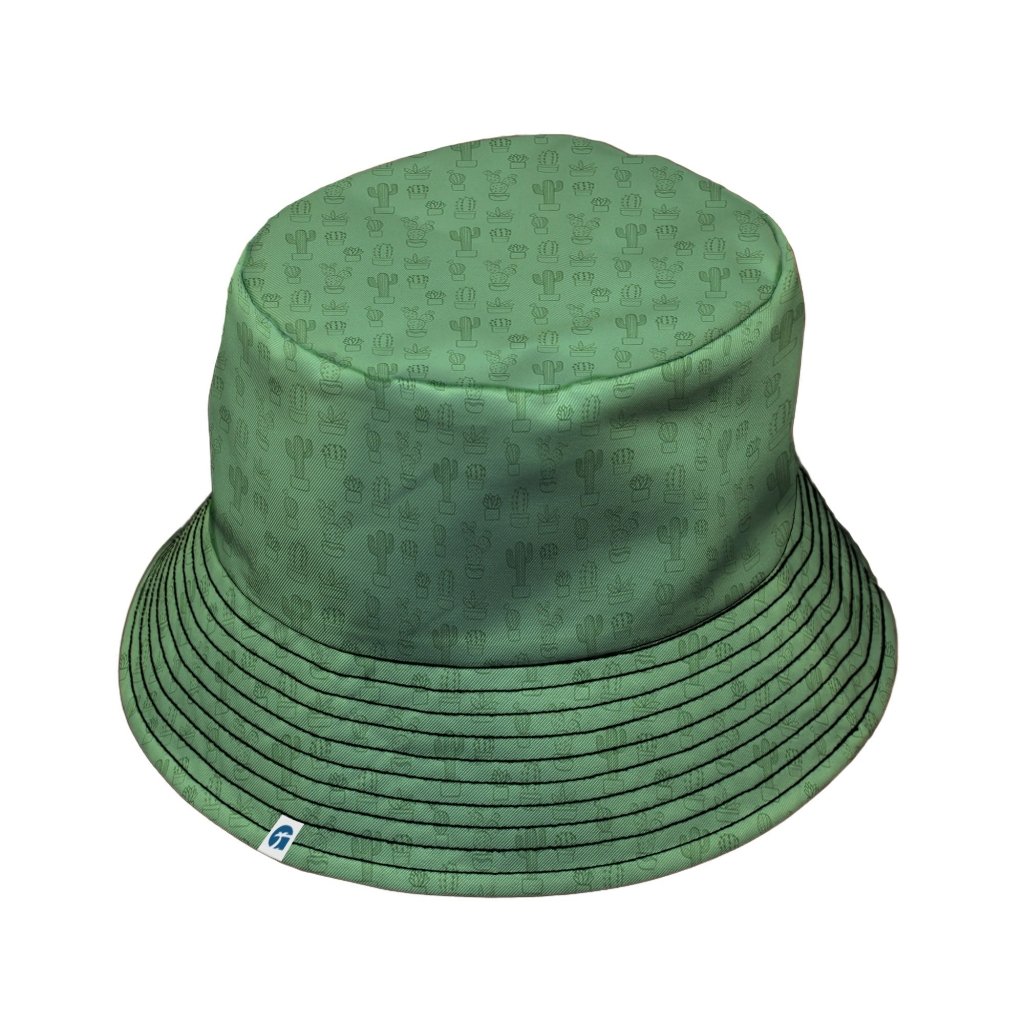 Simple Cactus Bucket Hat - M - Grey Stitching - -