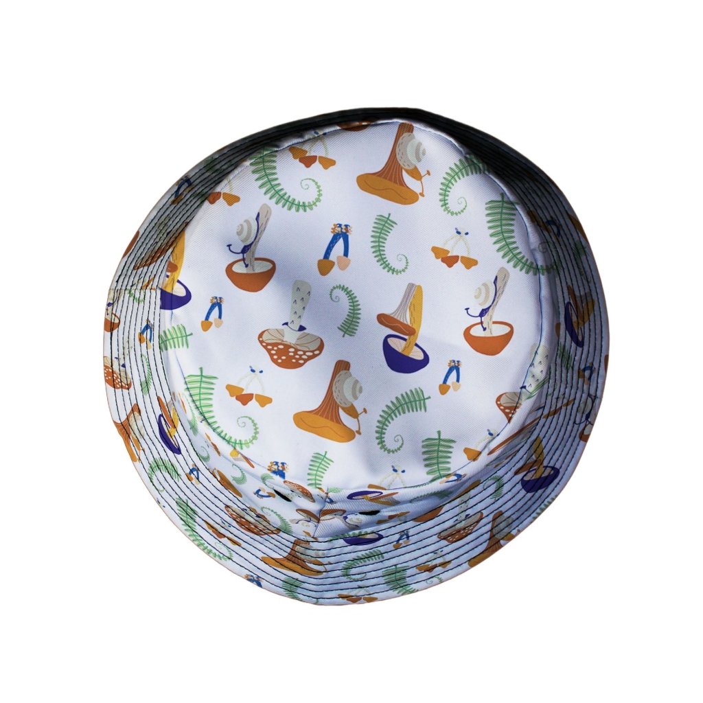 Snails and Mushrooms Botany Bucket Hat - M - Grey Stitching - -