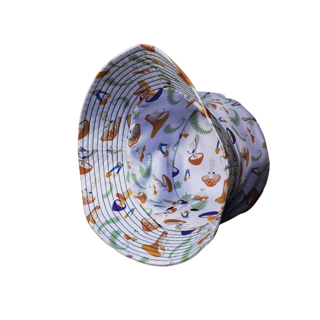 Snails and Mushrooms Botany Bucket Hat - M - Grey Stitching - -