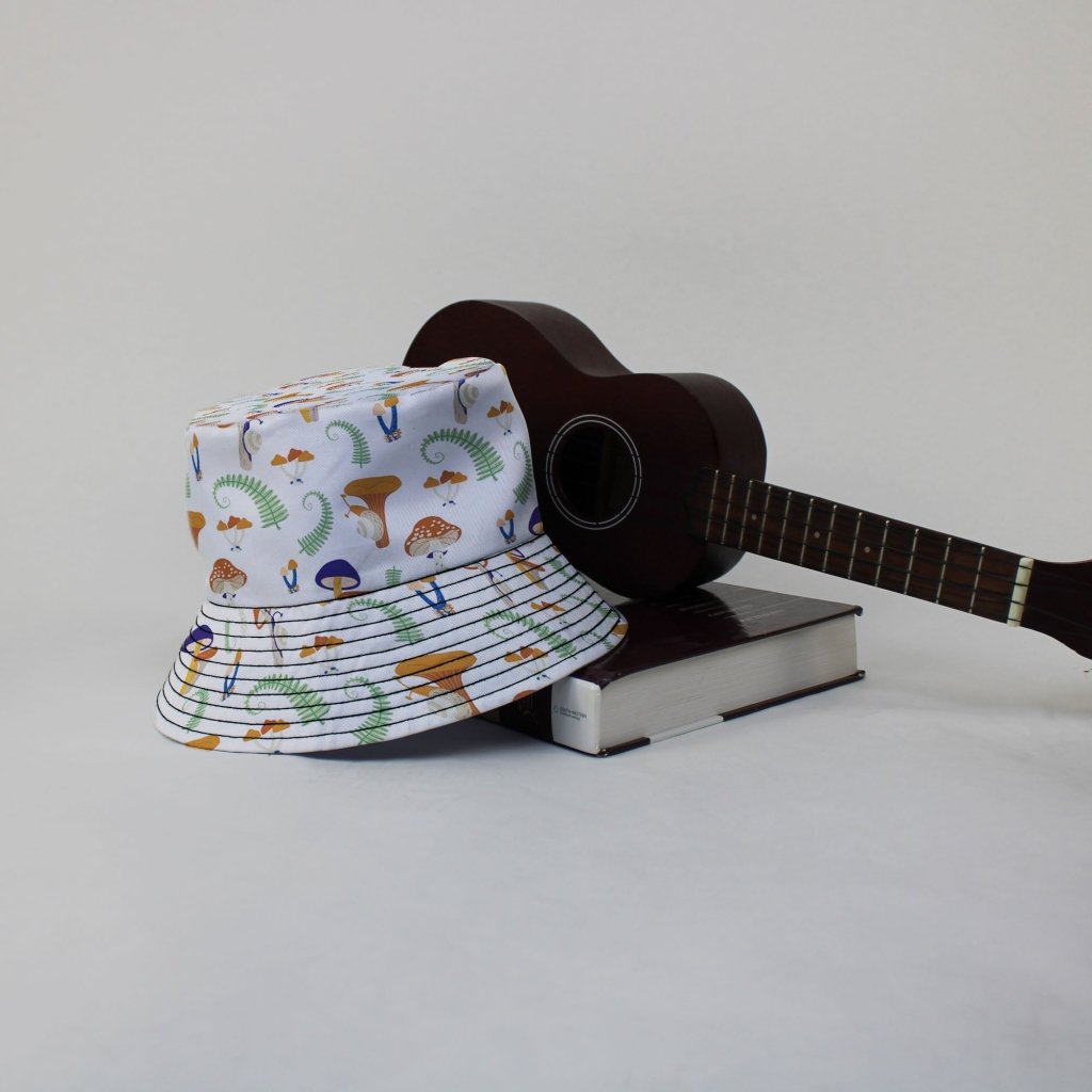 Snails and Mushrooms Botany Bucket Hat - M - Grey Stitching - -