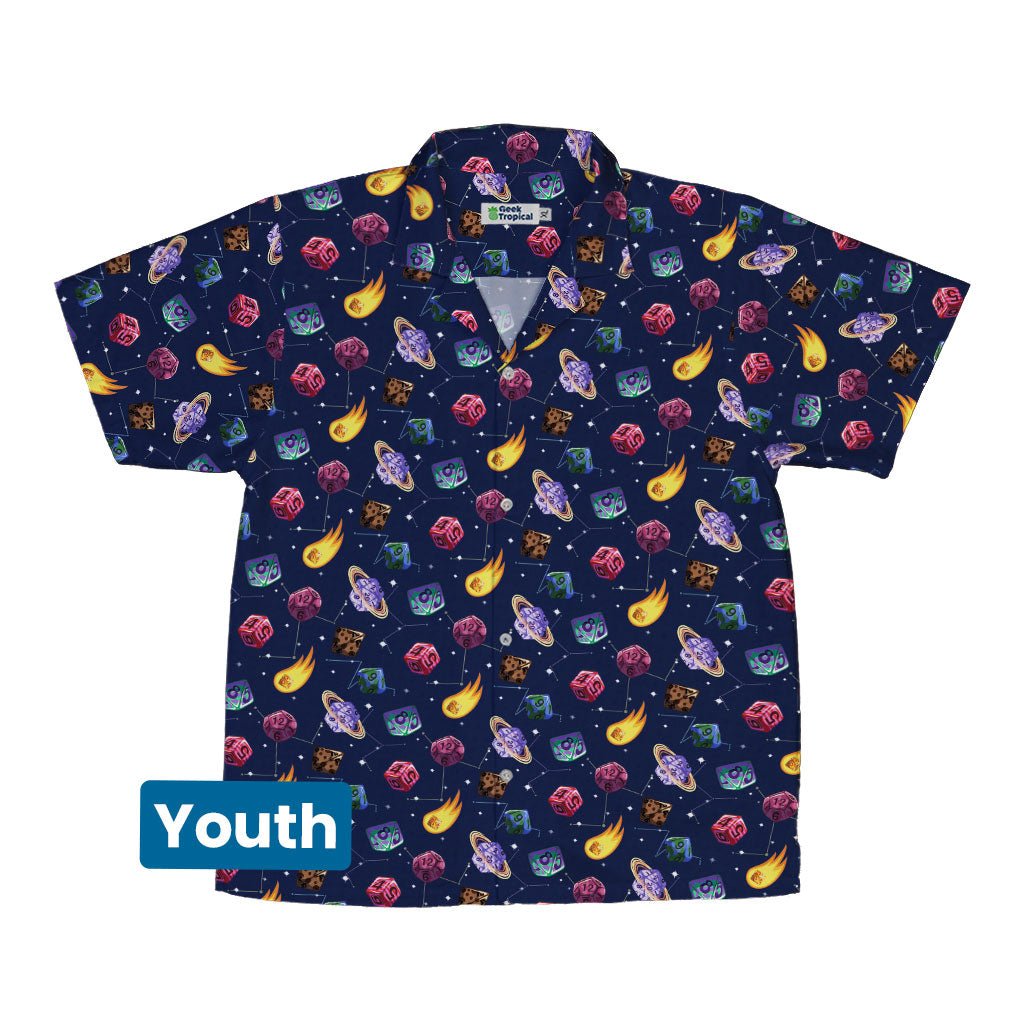 Space DND Dice Planets Youth Hawaiian Shirt - YXS - -