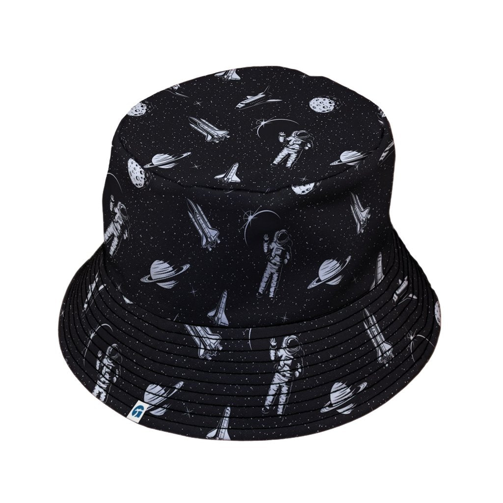 Space Mission Black Outer Space Bucket Hat - M - Grey Stitching - -