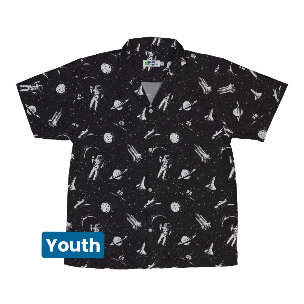 Space Mission Black Outer Space Youth Hawaiian Shirt - YXS - -