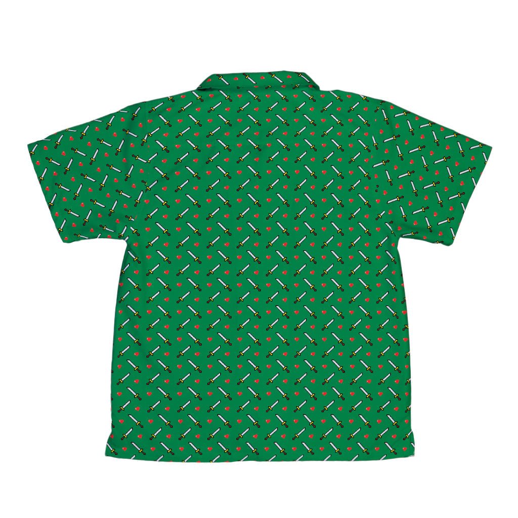 Sword and Hearts Video Game Green Youth Hawaiian Shirt - YXS - -