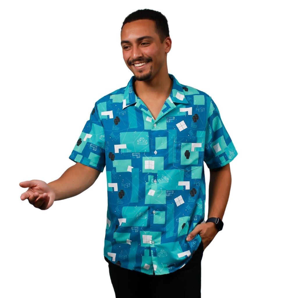 Tetris Engineering Button Up Shirt - S - Hawaiian Shirt - No Pocket -