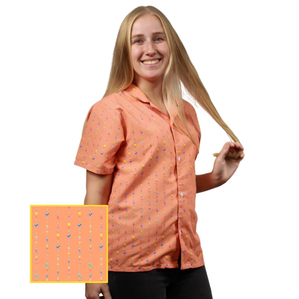 Tetris Tetriminos Lined Button Up Shirt - S - Hawaiian Shirt - No Pocket -