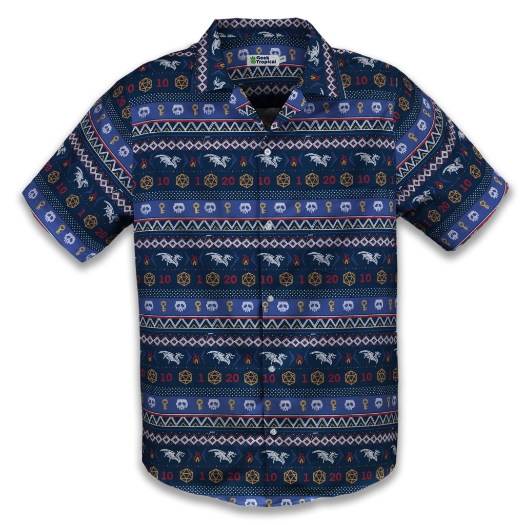 Ugly Christmas Sweater DND Adventure Button Up Shirt - XS - Hawaiian Shirt - No Pocket -