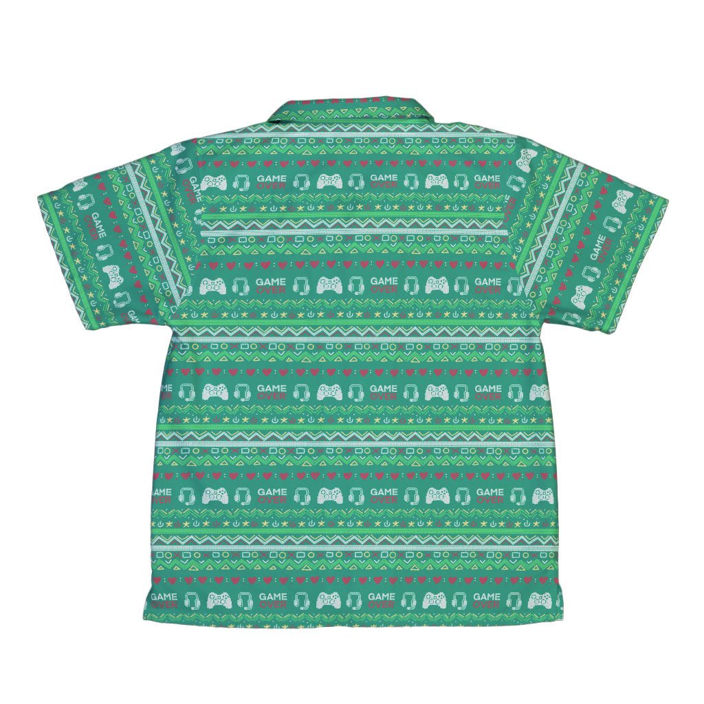 Ugly Christmas Sweater Video Gamer Youth Hawaiian Shirt - YXS - -
