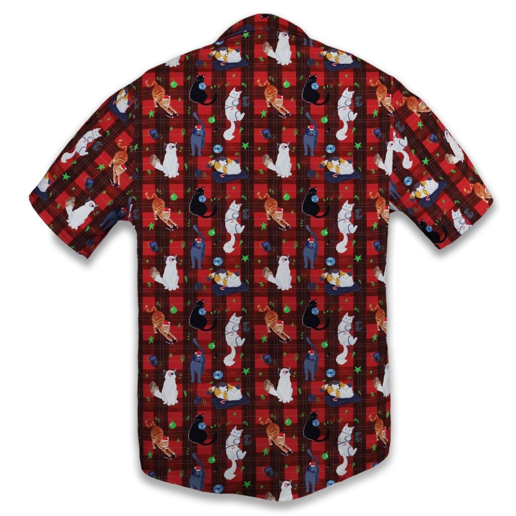 Video Game Cats Christmas Button Up Shirt - XS - Button Down Shirt - No Pocket -