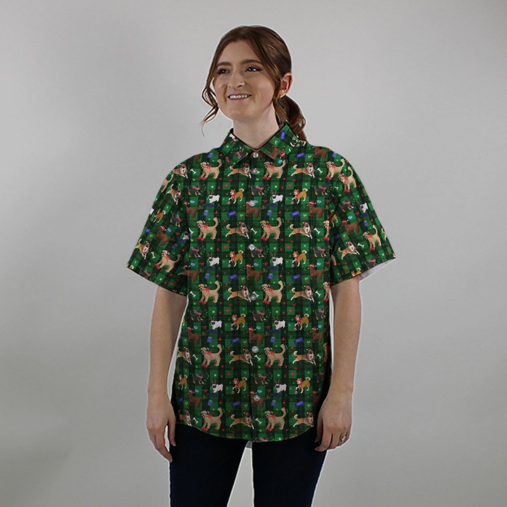 Video Game Dogs Christmas Button Up Shirt - XS - Hawaiian Shirt - No Pocket -