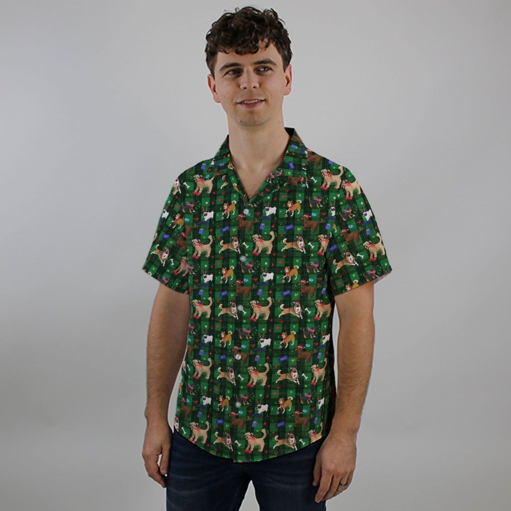 Video Game Dogs Christmas Button Up Shirt - XS - Hawaiian Shirt - No Pocket -