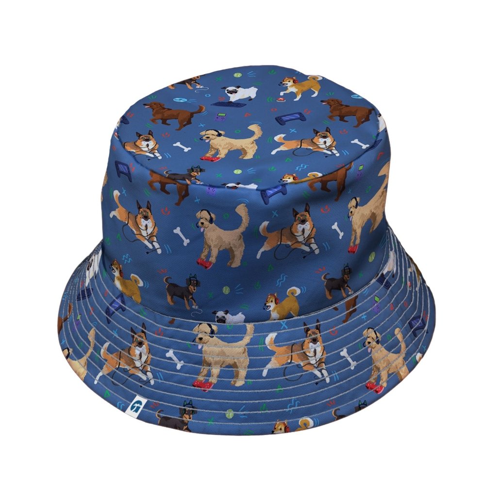Video Game Dogs Light Bucket Hat - M - Black Stitching - -