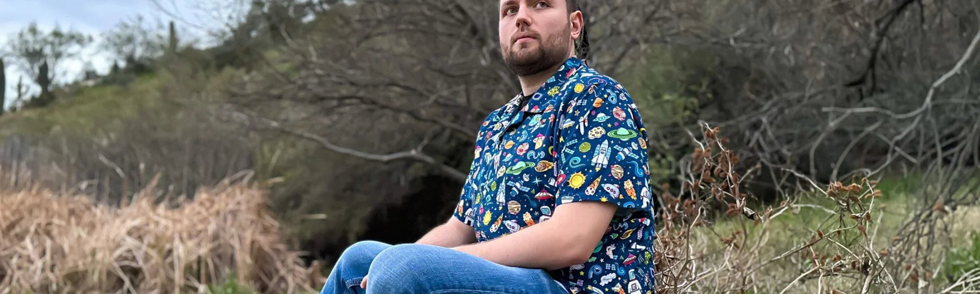 Space Button Up Shirts