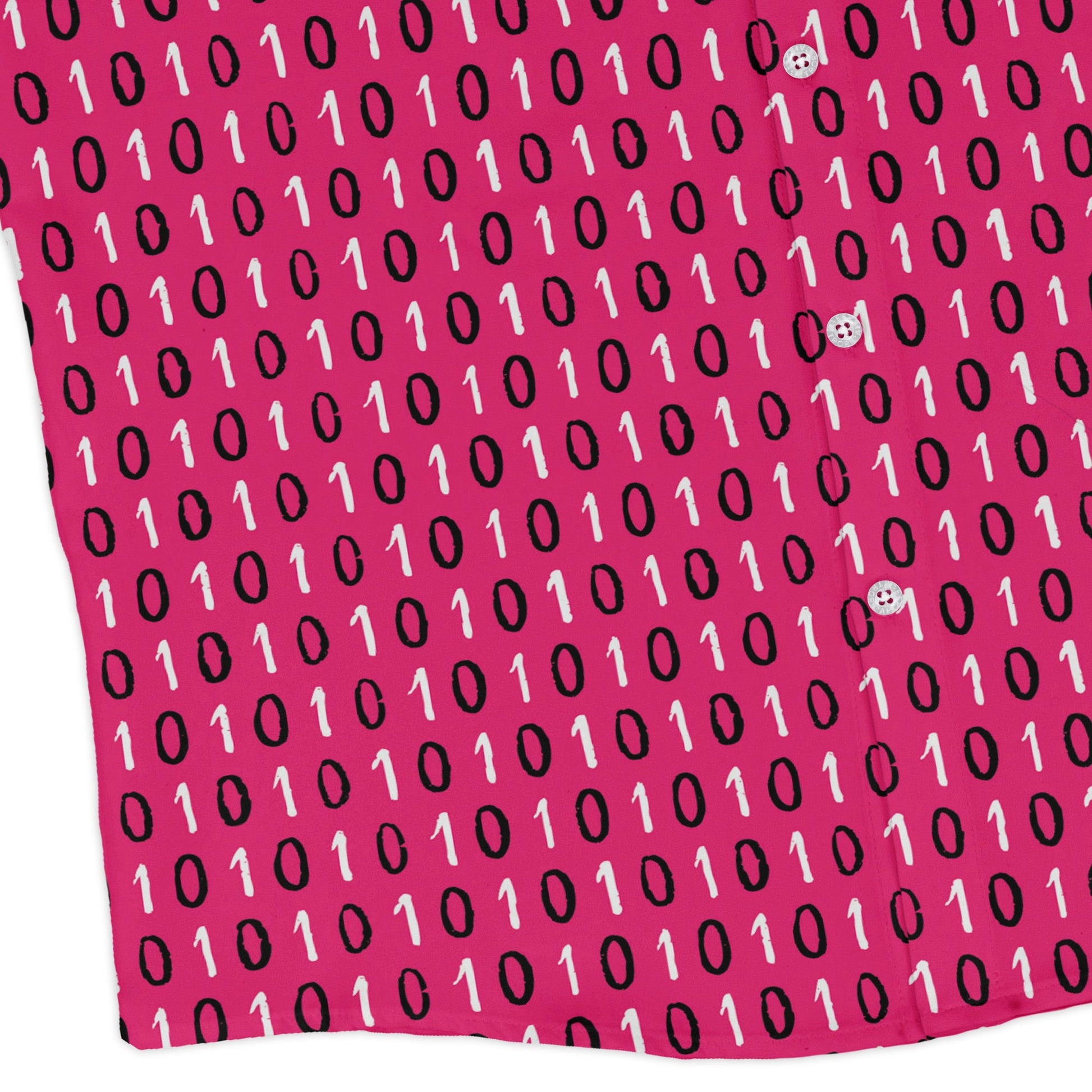 1s and 0s Pink Binary Long Sleeve Button Up Shirt