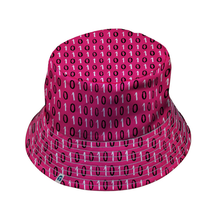 1s and 0s Pink Binary Bucket Hat Geek Nerd computer print Design by Zirkus Design lx - B