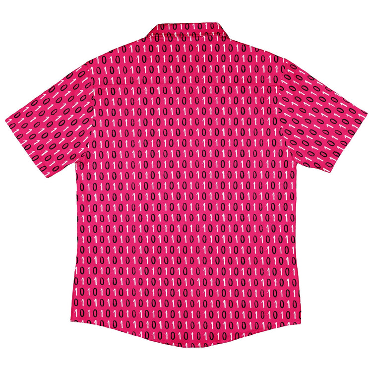 1s and 0s Pink Binary Button Up Shirt Geek Nerd adult sizing computer print Design by Zirkus Design