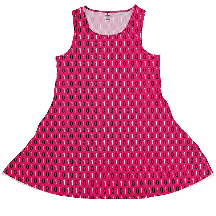 1s and 0s Pink Binary Dress Geek Nerd computer print Design by Zirkus Design lx - C