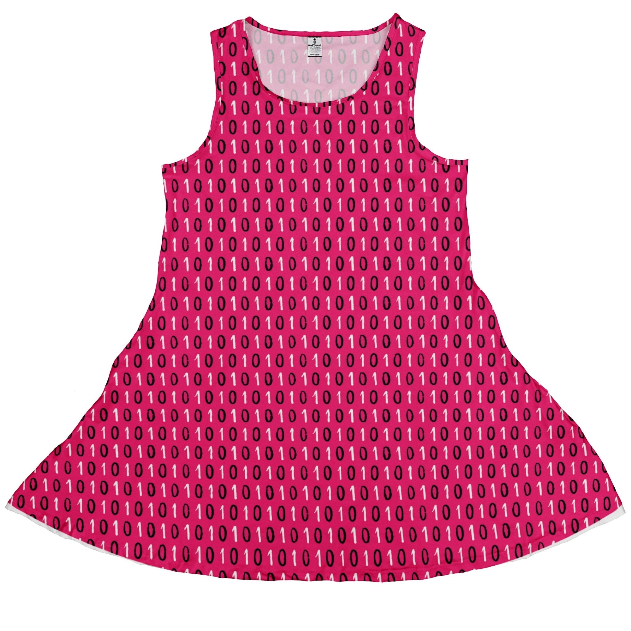 1s and 0s Pink Binary Dress Geek Nerd computer print Design by Zirkus Design lx - C