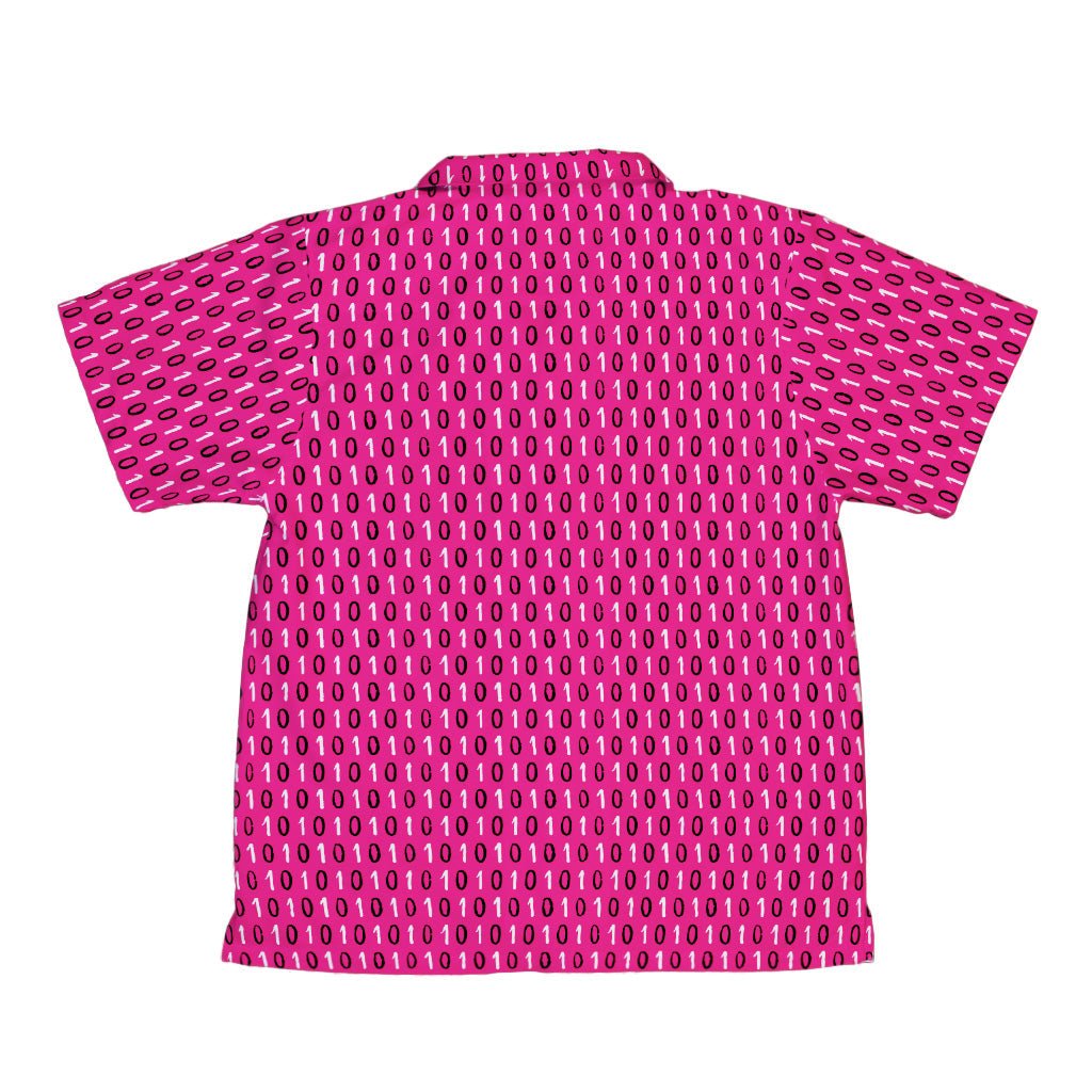 1s and 0s Pink Binary Youth Hawaiian Shirt Geek Nerd computer print Design by Zirkus Design q225