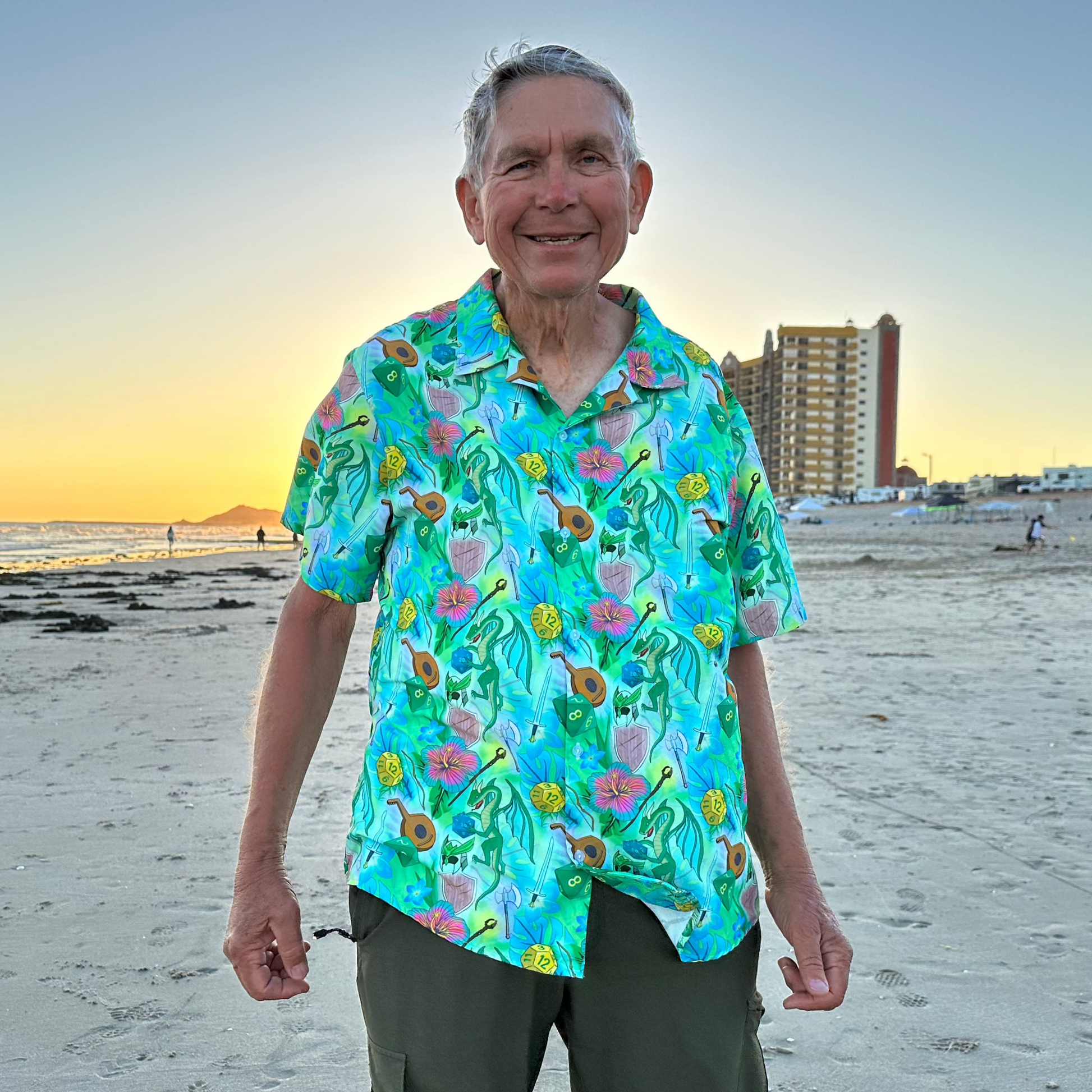 Green Dragon Encounter Dnd Button Up Shirt