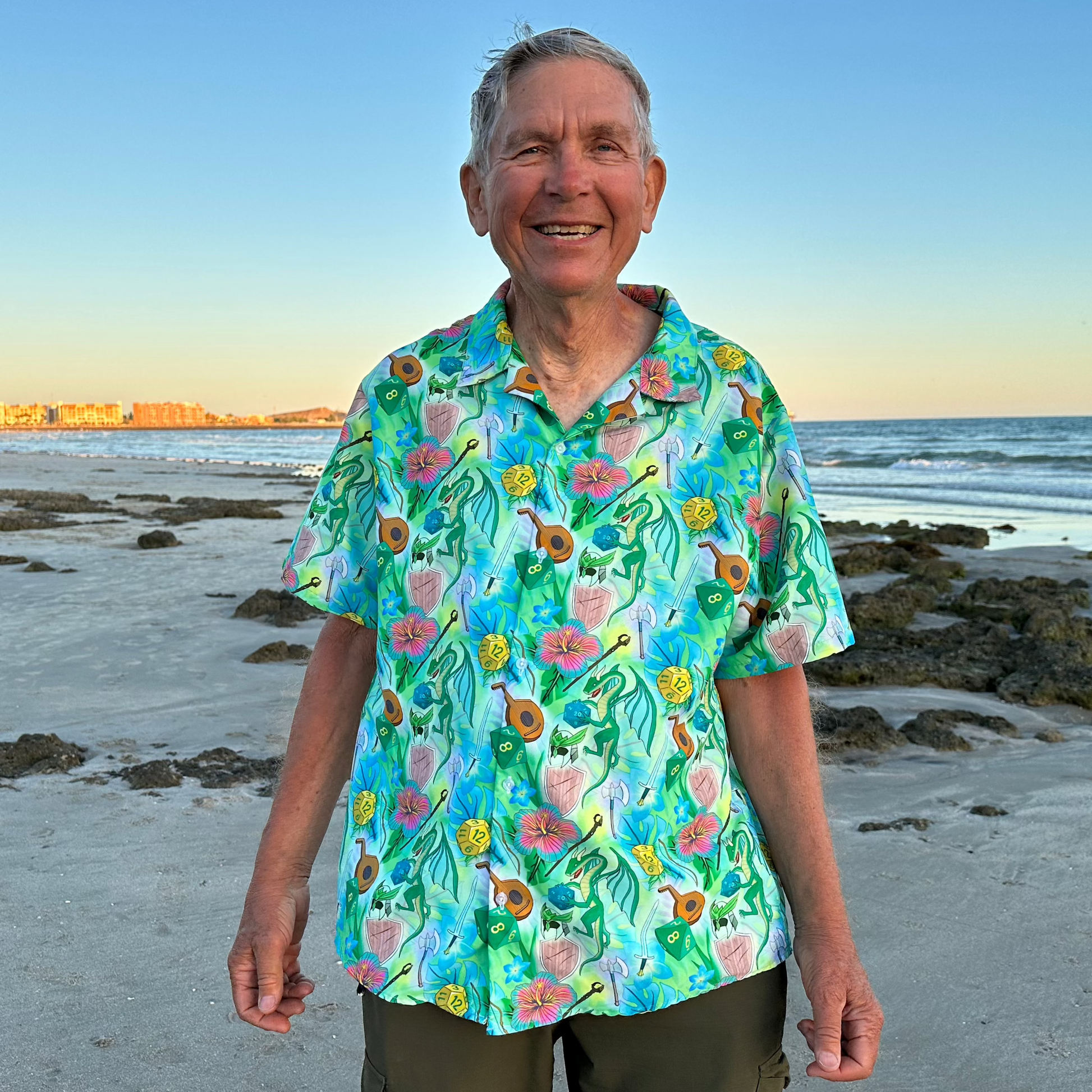 Green Dragon Encounter Dnd Button Up Shirt