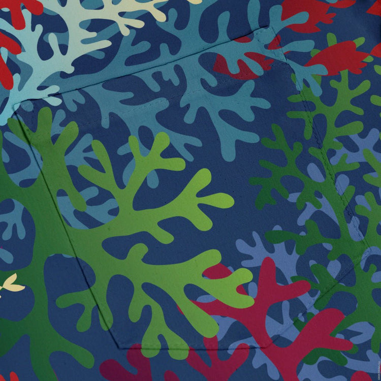 A Christmas Coral Button Up Shirt Geek Nerd adult sizing Christmas Print