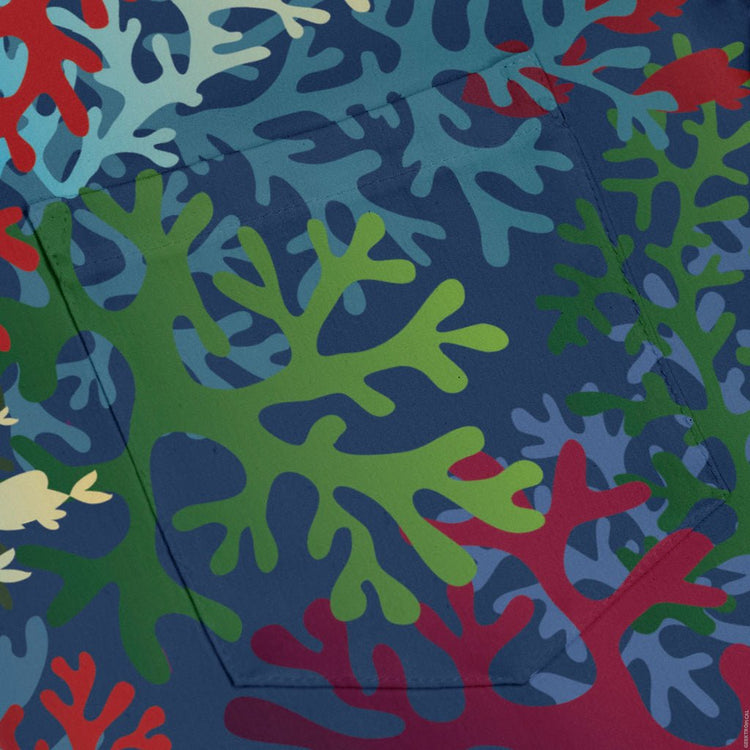 A Christmas Coral Long Sleeve Button Up Shirt Geek Nerd adult sizing Christmas Print FLOW DESC WRITING