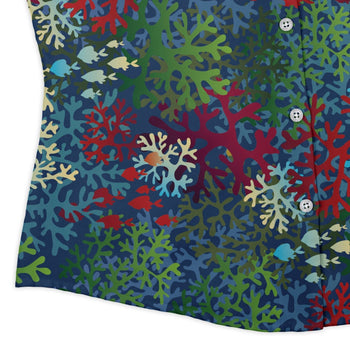 A Christmas Coral Curvy Button Up Shirt Geek Nerd Christmas Print Marine biology women