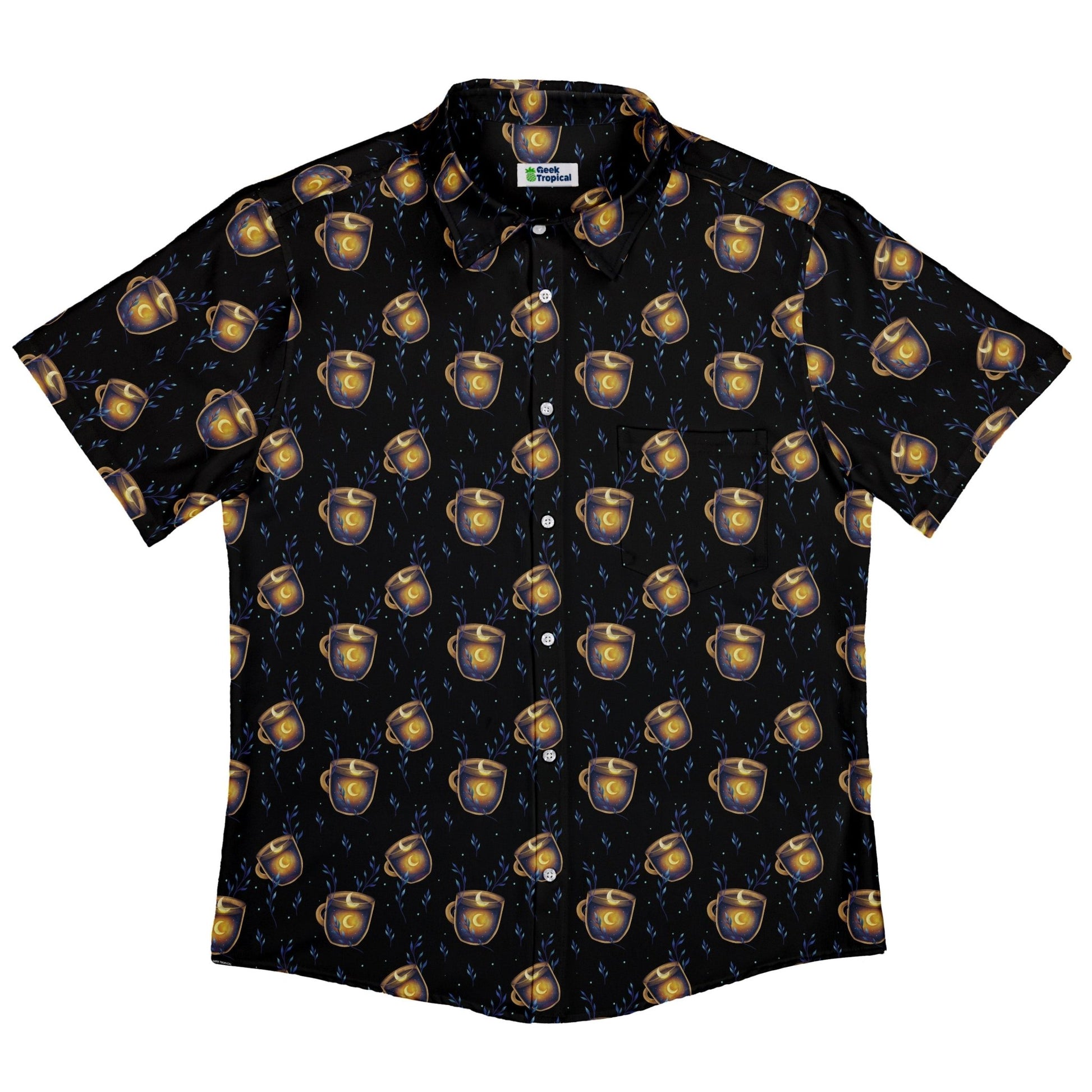 A Cup of Moonshine Button Up Shirt Geek Nerd 0925 adult sizing All Adult Button Up Shirts