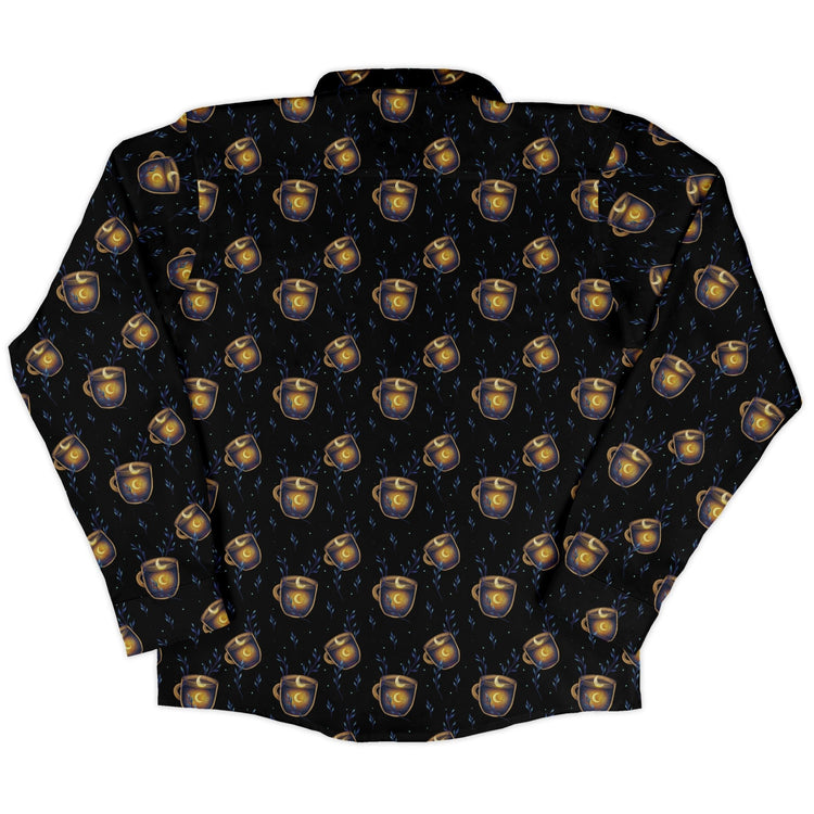 A Cup of Moonshine Long Sleeve Button Up Shirt Geek Nerd 0925 adult sizing All Adult Button Up Shirts