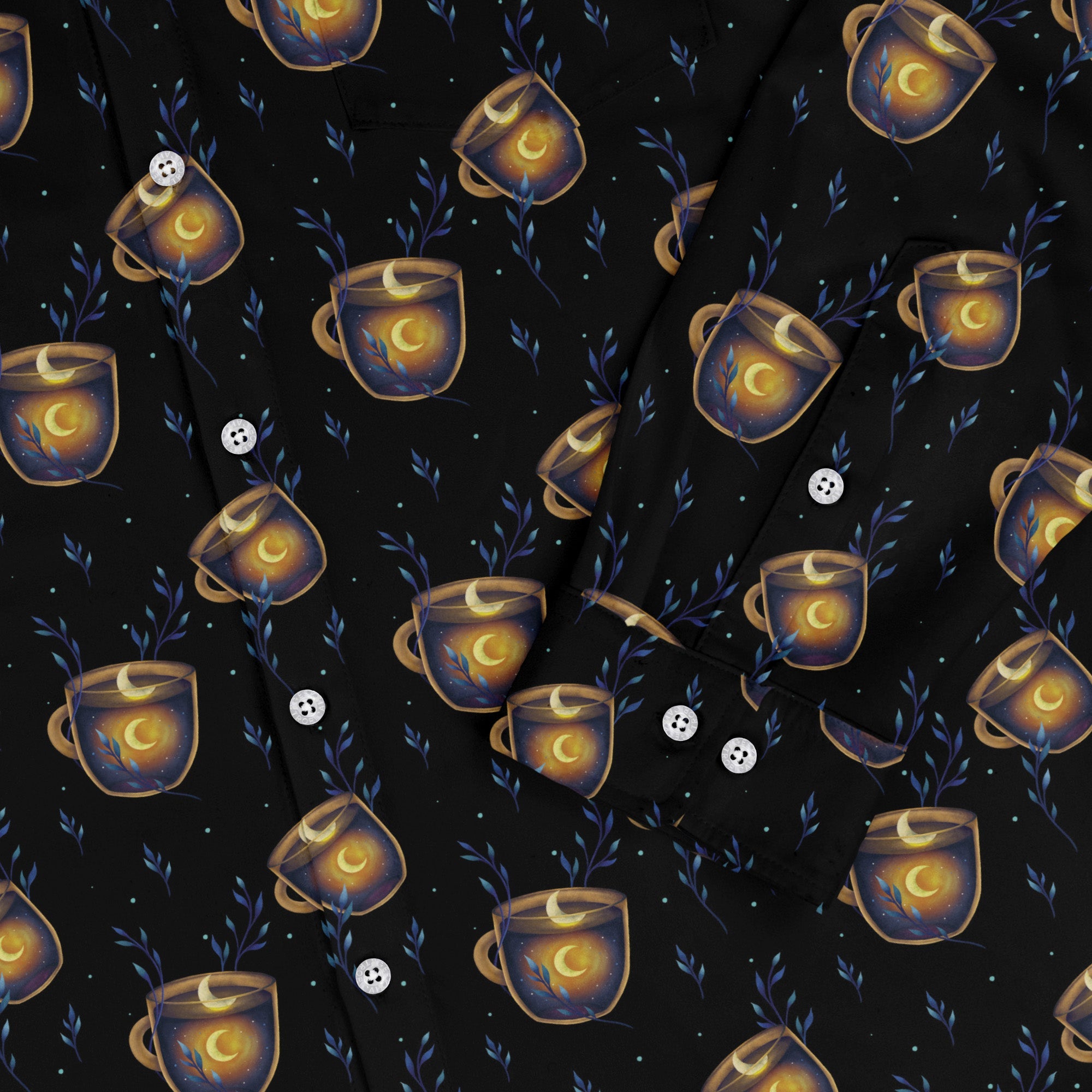 A Cup of Moonshine Long Sleeve Button Up Shirt Geek Nerd 0925 adult sizing All Adult Button Up Shirts