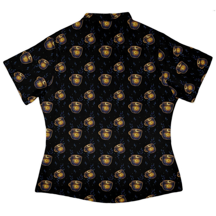 A Cup of Moonshine Curvy Button Up Shirt Geek Nerd 0925 All Adult Button Up Shirts Design by Episodic