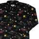 A Starry Galaxy Outer Space Long Sleeve Button Up Shirt Geek Nerd adult sizing FLOW DESC WRITING outer space & astronaut print