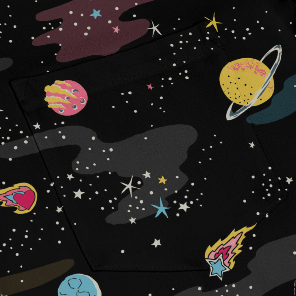 A Starry Galaxy Outer Space Long Sleeve Button Up Shirt