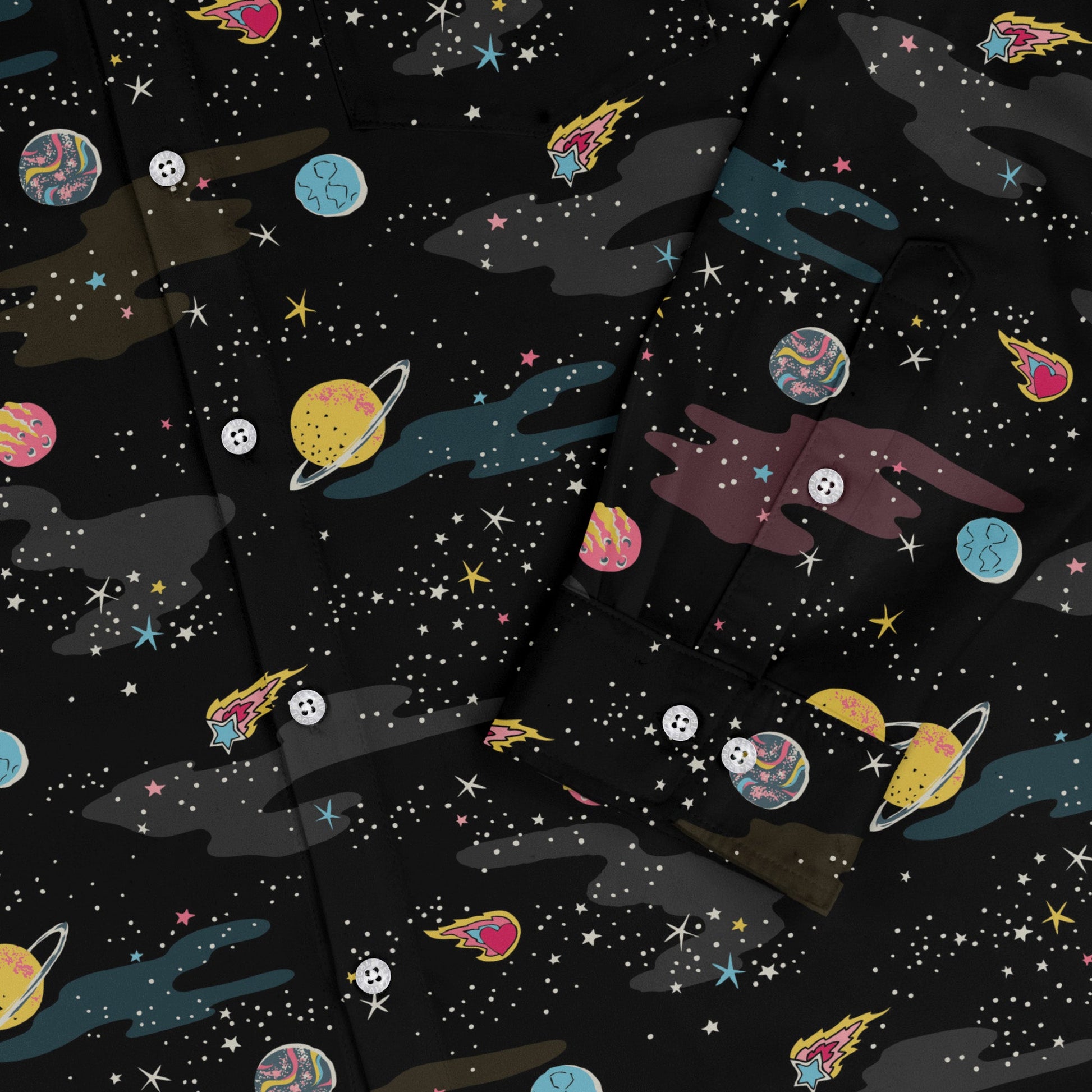 A Starry Galaxy Outer Space Long Sleeve Button Up Shirt